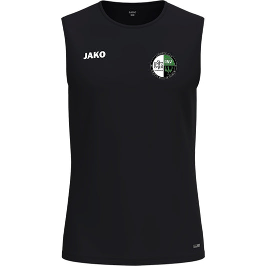 JAKO Tanktop One ärmelloses Funktionsshirt 6000 – Vereinslogo herzseitig Schwarz Vorderseite