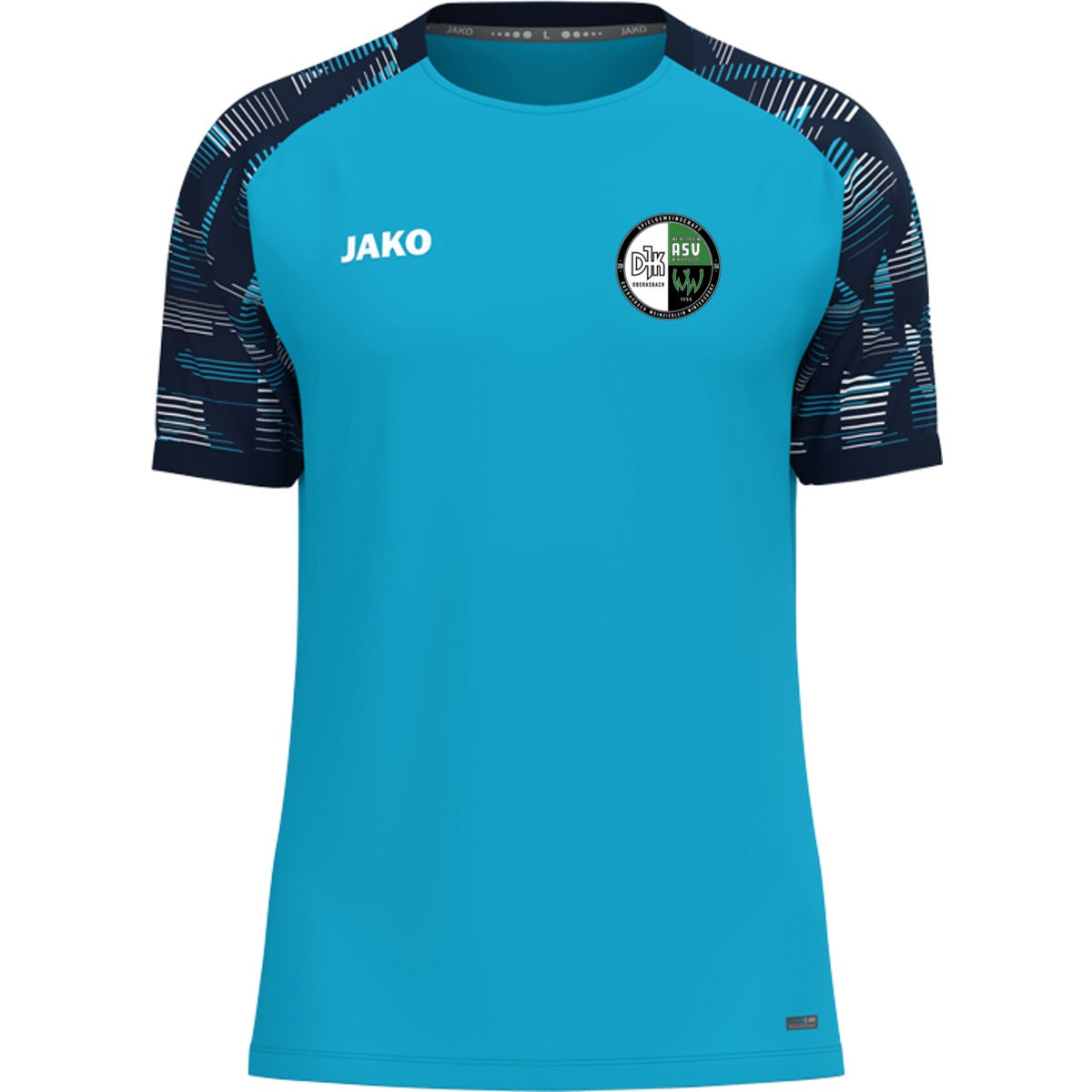 T-Shirt Sonic – nachhaltiges Funktionsshirt von JAKO 6126 – Vereinslogo herzseitig Aqua/Marine Vorderseite