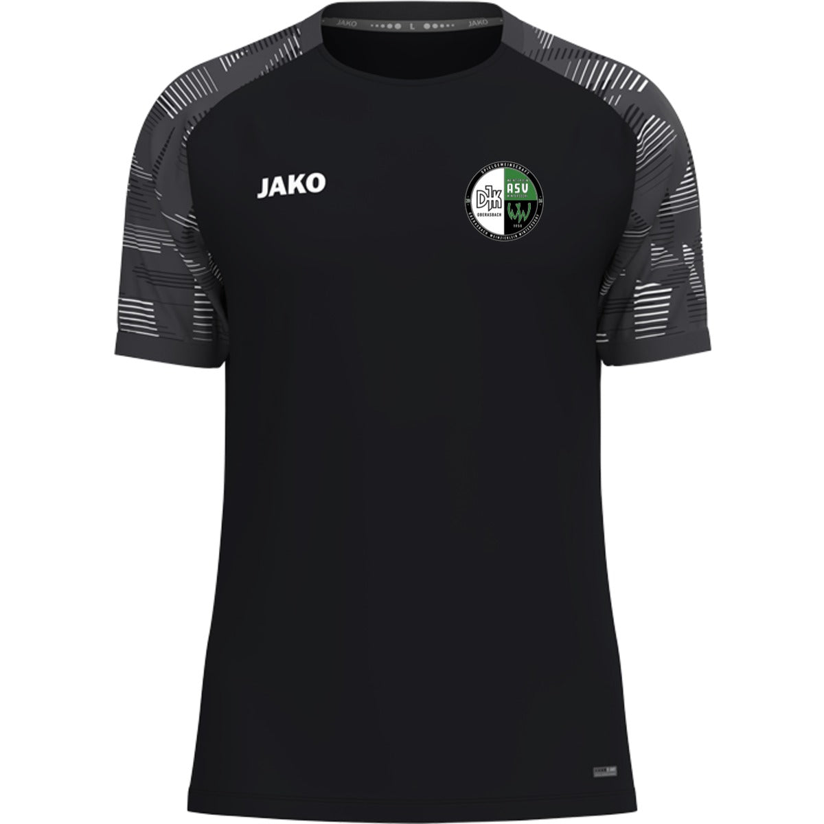 T-Shirt Sonic – nachhaltiges Funktionsshirt von JAKO 6126 – Vereinslogo herzseitig Schwarz/Anthrazit Vorderseite