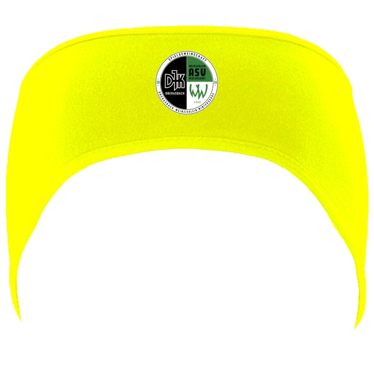 CB316-Stirnband – Vereinslogo mittig groß Neongelb Vorderseite