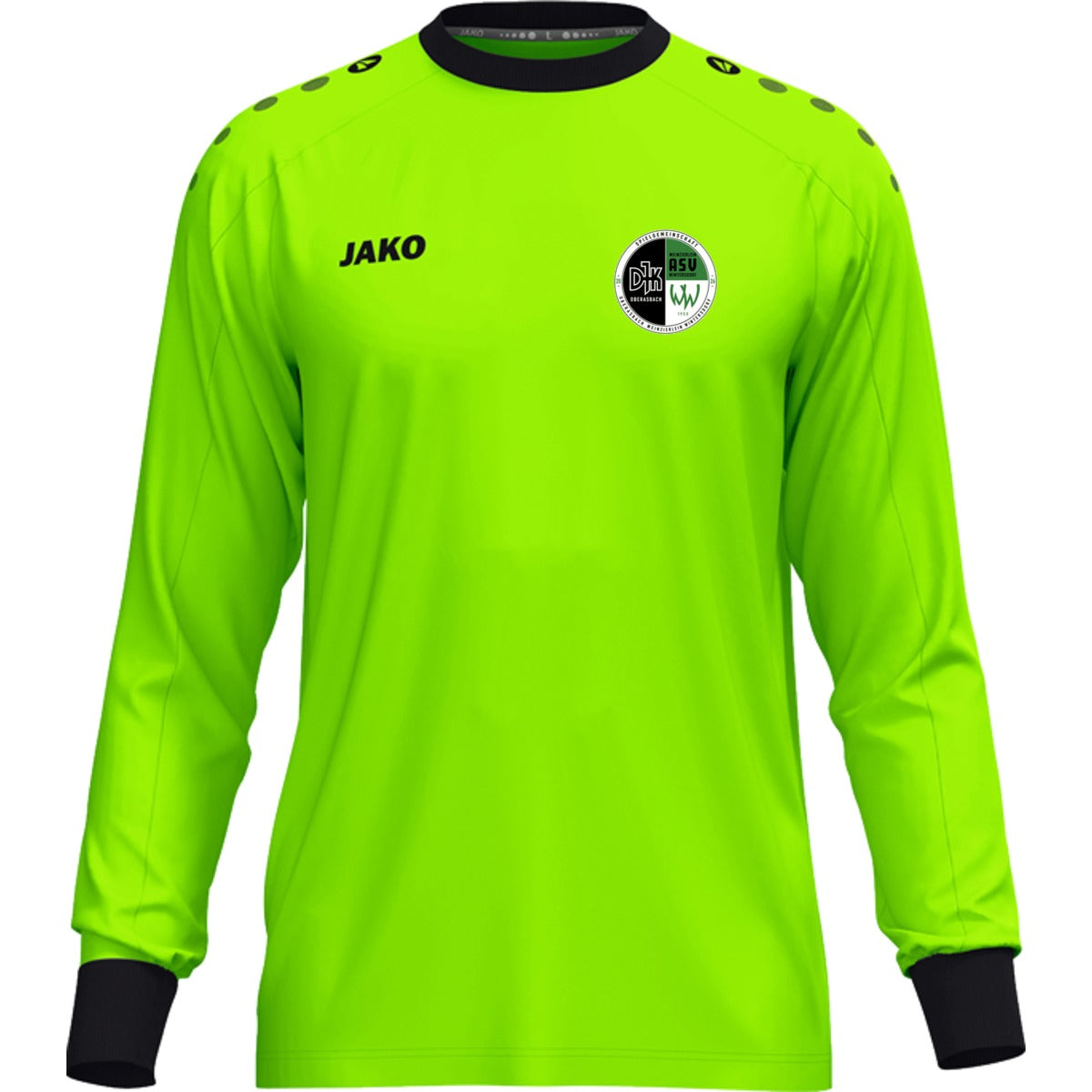 JAKO TW-Trikot One – Nachhaltiges Torwarttrikot 8900 – Vereinslogo herzseitig Neongrün Vorderseite