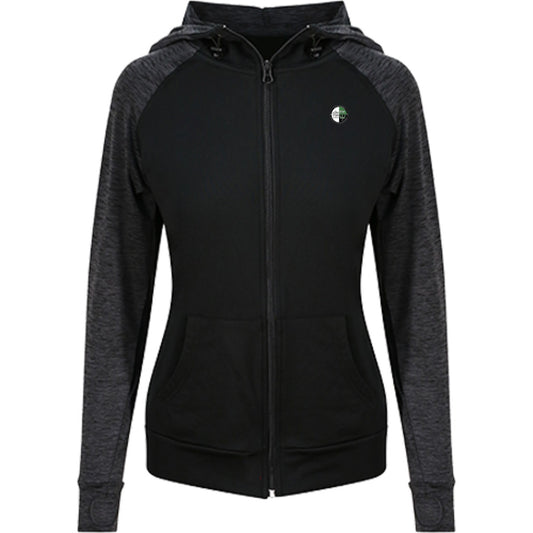 JC058-Womens-Zoodie – Vereinslogo herzseitig Black/Black Slate Melange Vorderseite