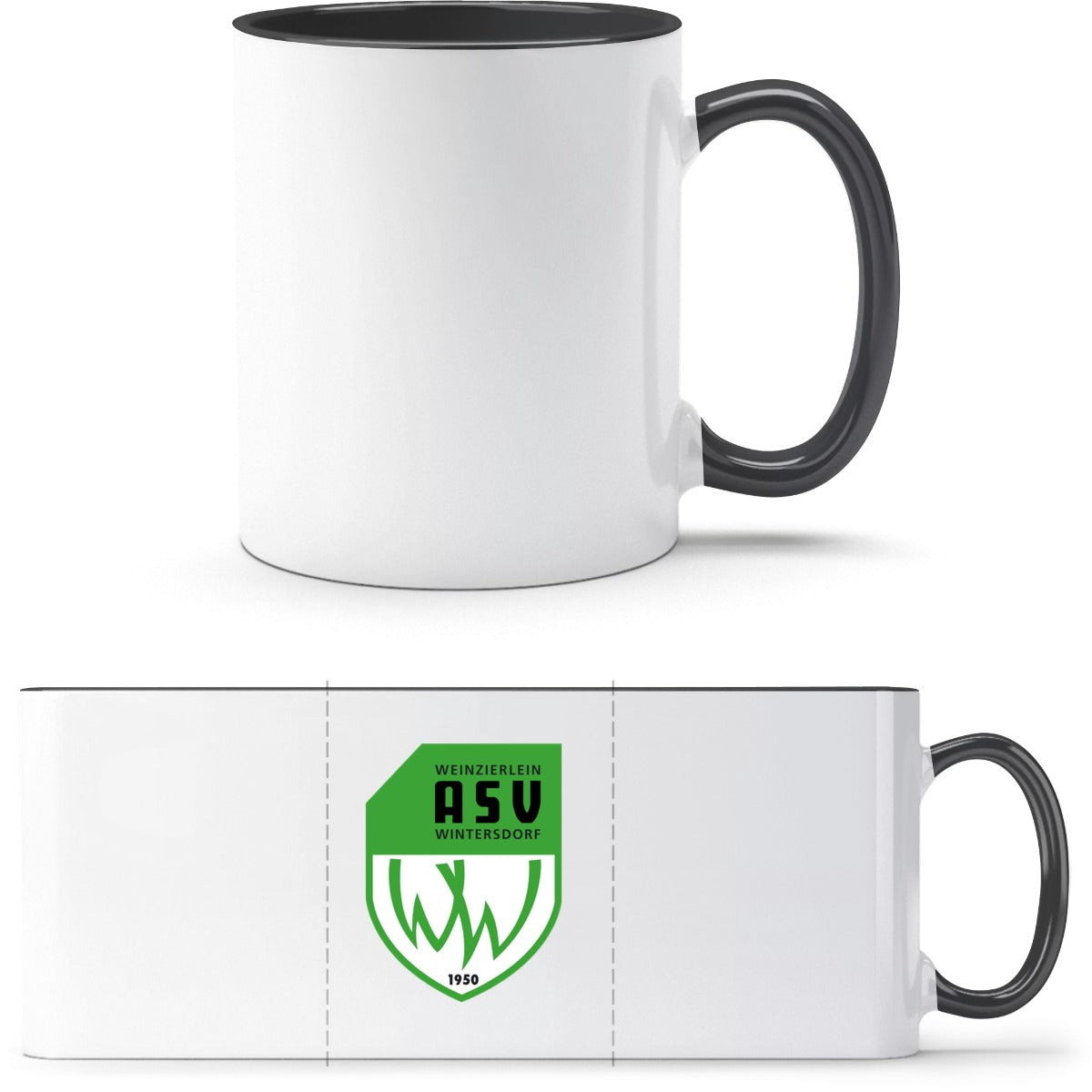 Q9061 Tasse – ASV-Wappen mittig groß Weiß/Schwarz Vorderseite