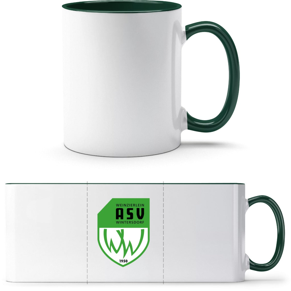 Q9061 Tasse – ASV-Wappen mittig groß White/Petrol Vorderseite