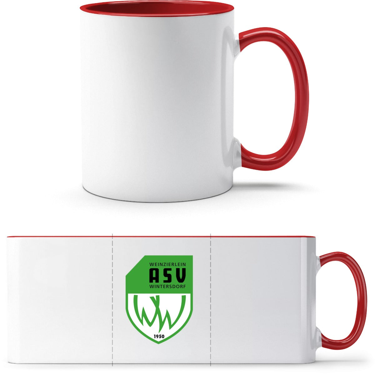 Q9061 Tasse – ASV-Wappen mittig groß White/Red Vorderseite