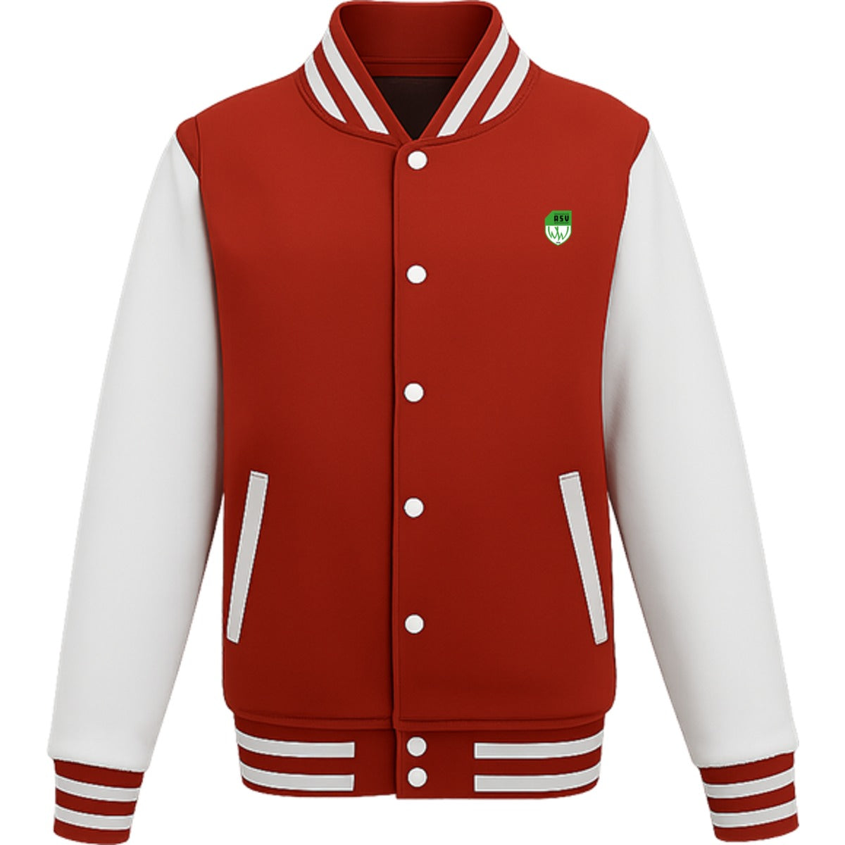 College Sweatjacket JH043 – ASV-Wappen herzseitig Fire Red/White Vorderseite