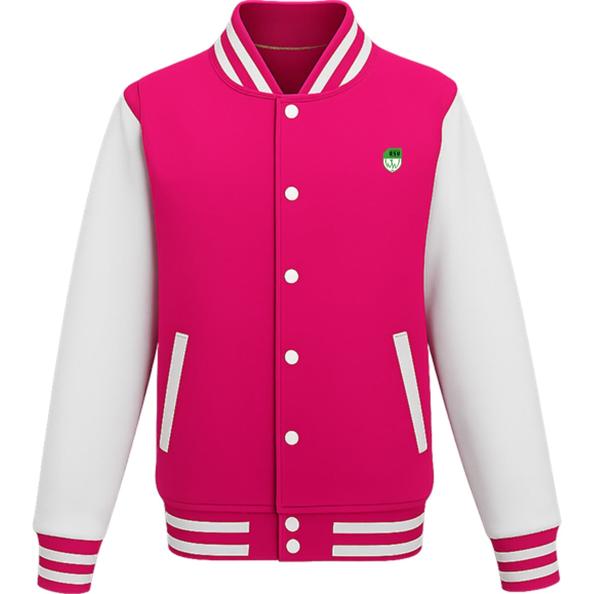 College Sweatjacket JH043 – ASV-Wappen herzseitig Hot Pink/White Vorderseite