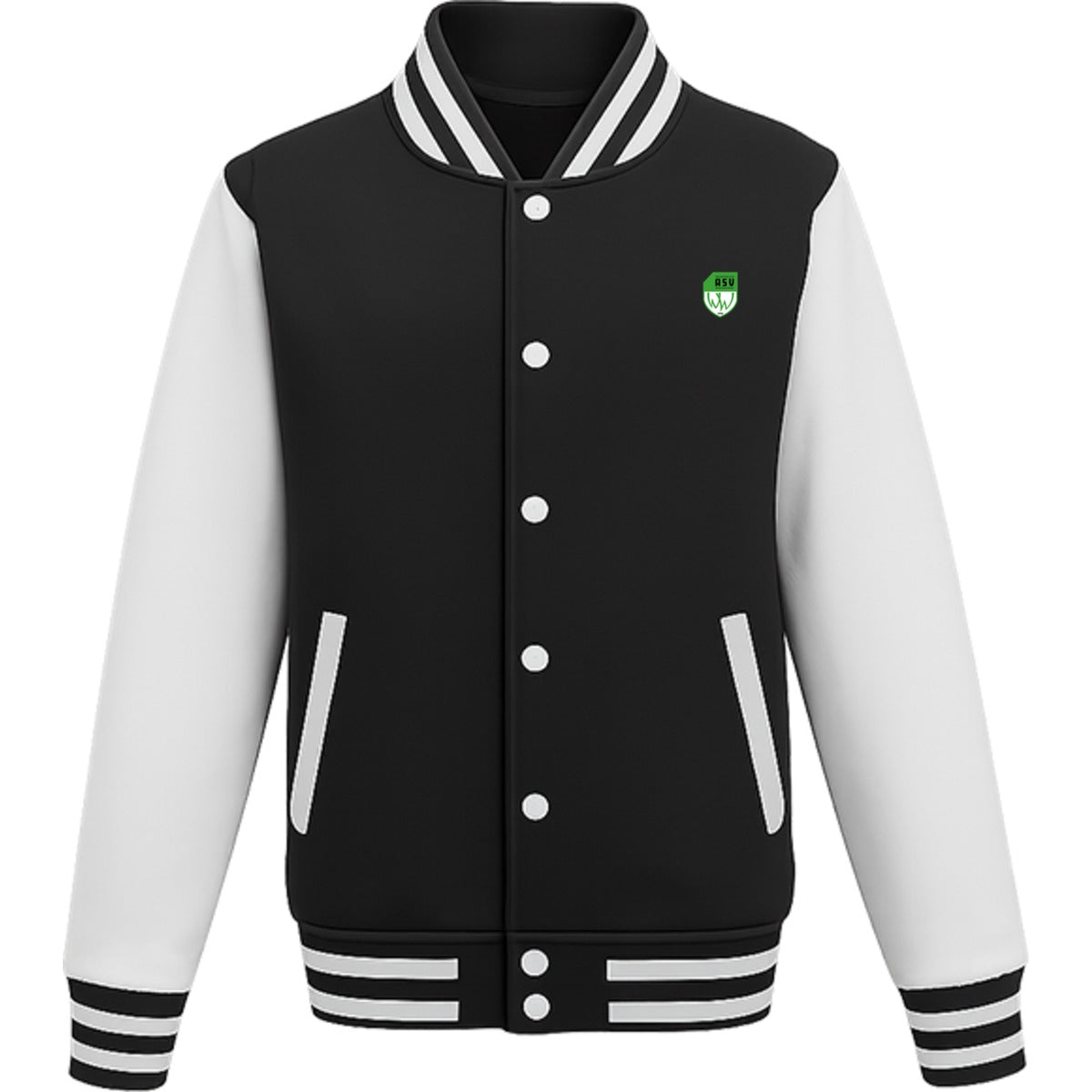 College Sweatjacket JH043 – ASV-Wappen herzseitig Jet Black/White Vorderseite