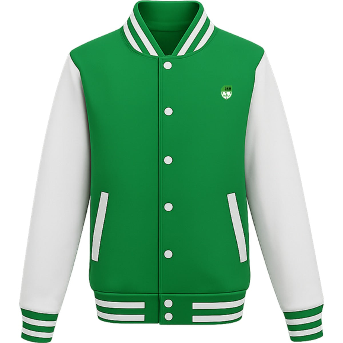 College Sweatjacket JH043 – ASV-Wappen herzseitig Kelly Green/White Vorderseite
