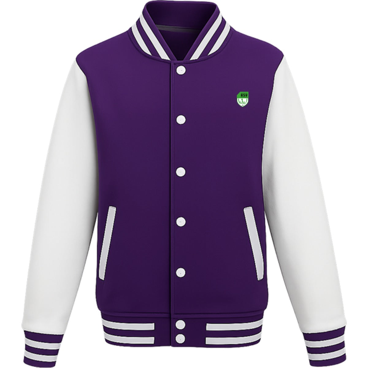 College Sweatjacket JH043 – ASV-Wappen herzseitig Purple/White Vorderseite