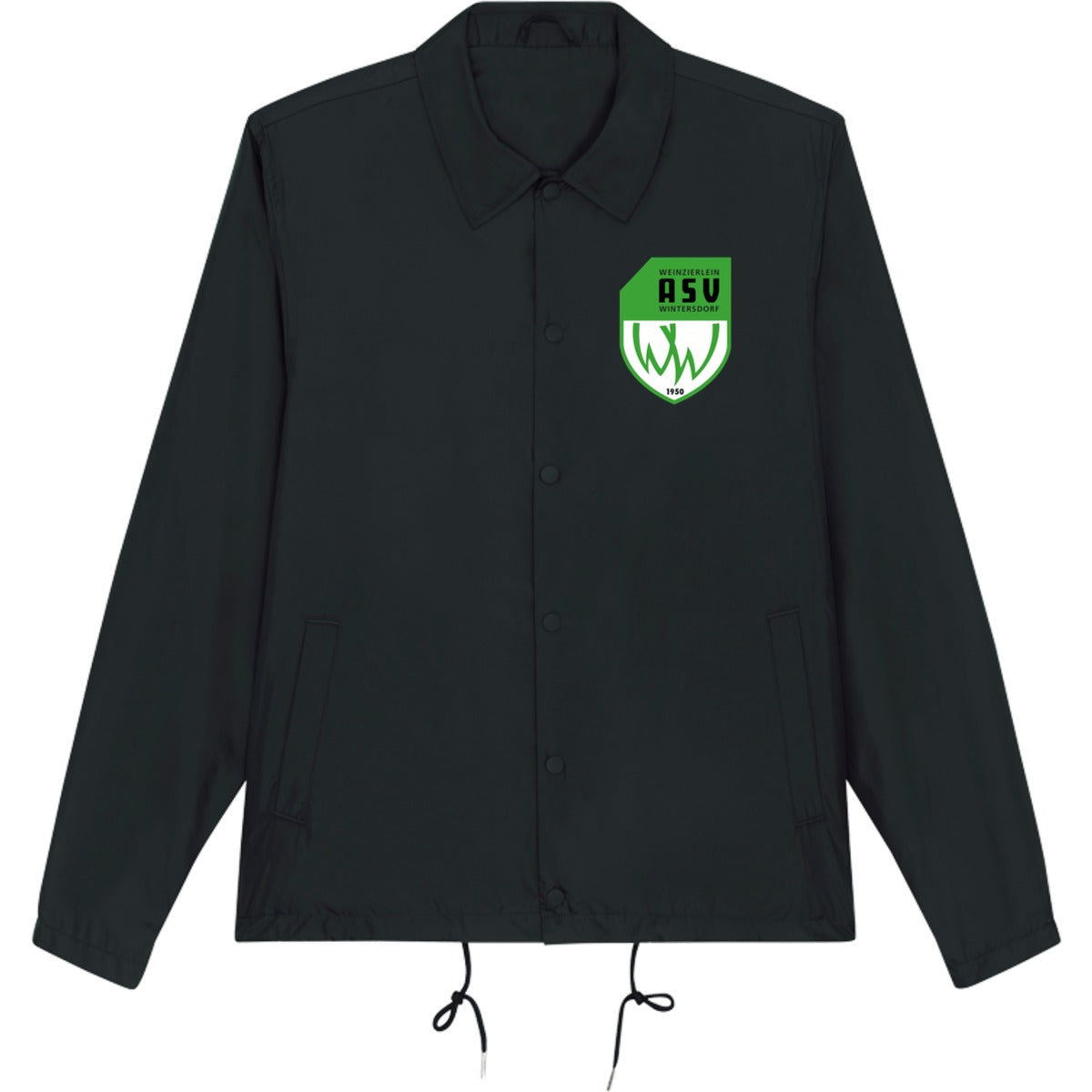 Leichte Unisex Coachjacke Coacher STJU833 – ASV-Wappen herzseitig Black Vorderseite