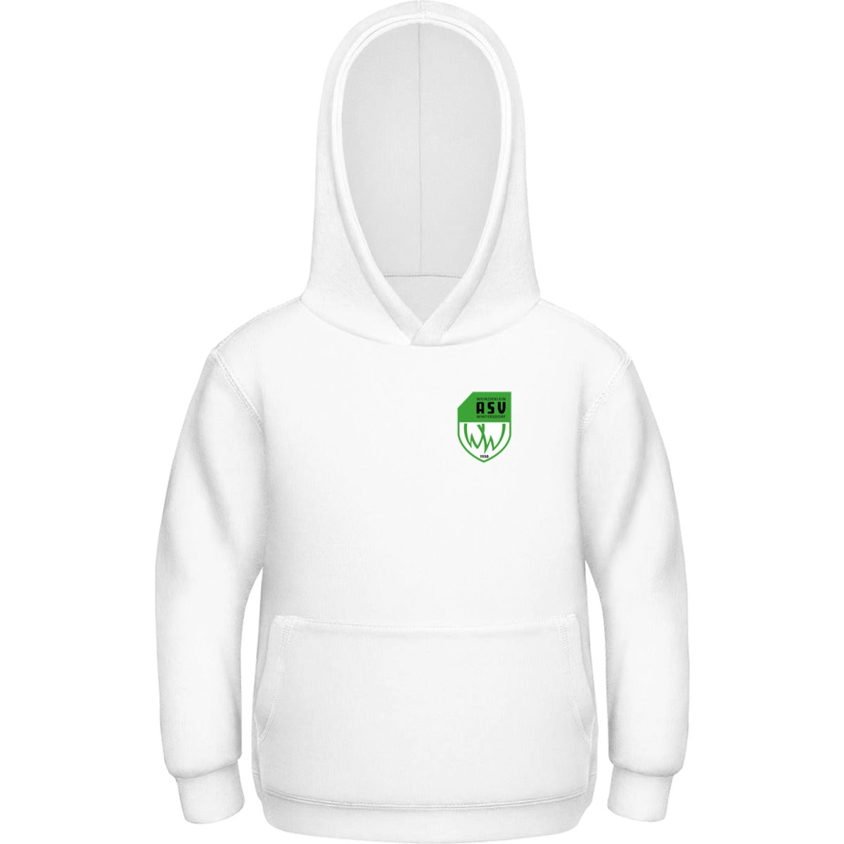 Basic Kinder Hoodie JH001K – ASV-Wappen herzseitig Arctic White Vorderseite