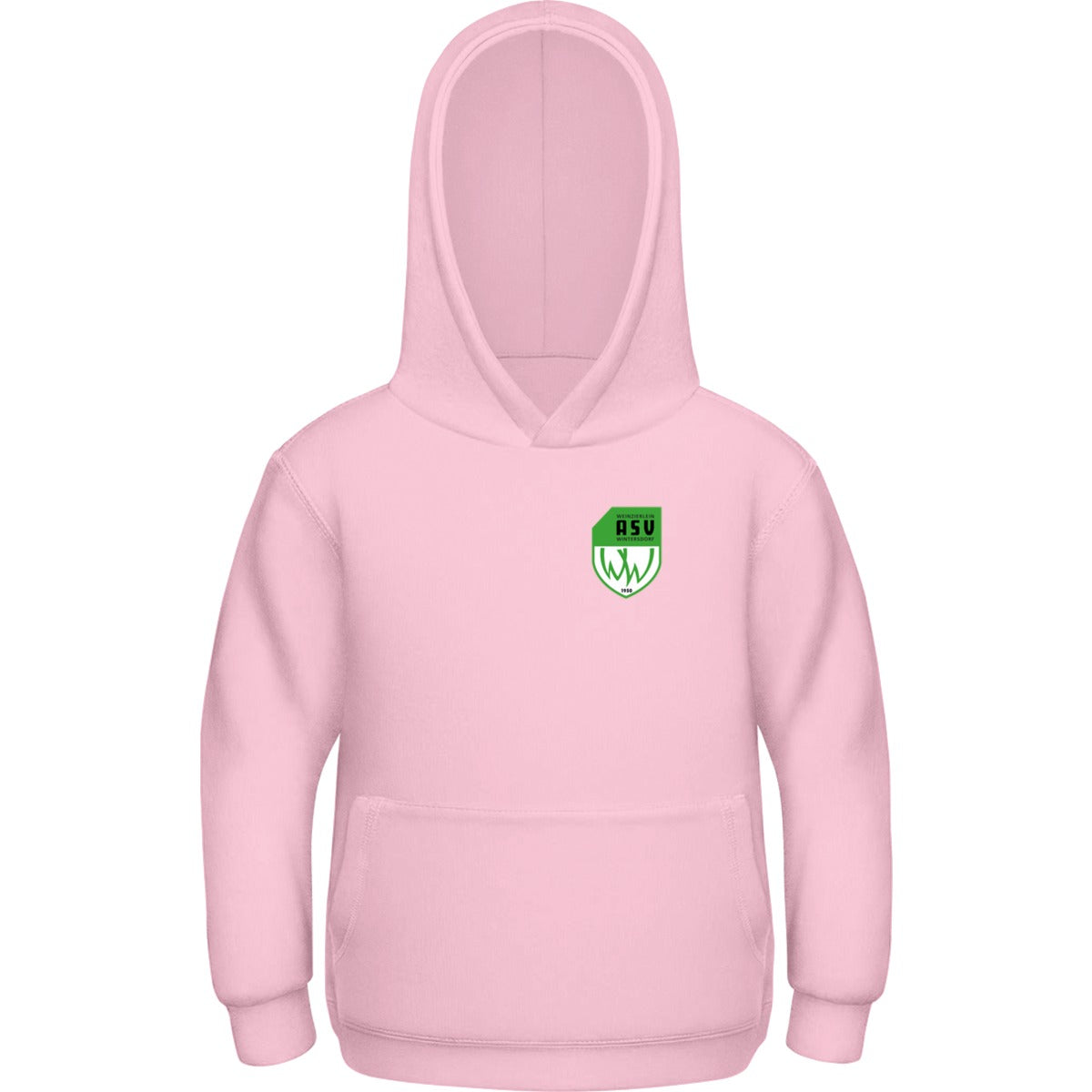 Basic Kinder Hoodie JH001K – ASV-Wappen herzseitig Baby Pink Vorderseite