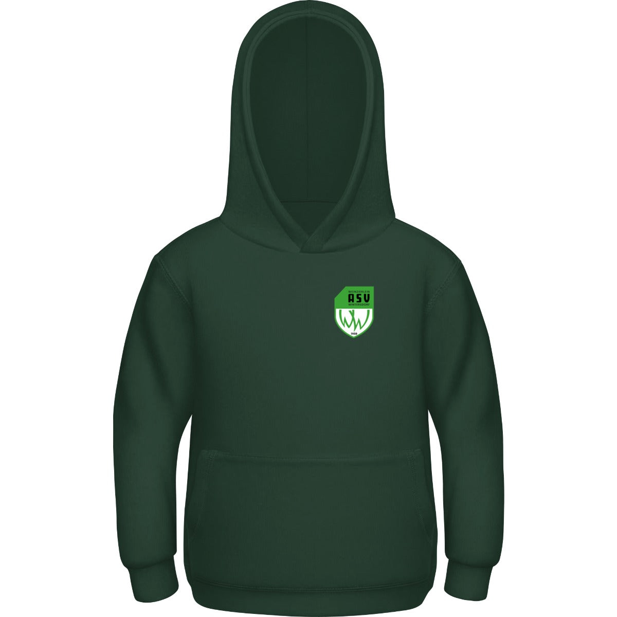 Basic Kinder Hoodie JH001K – ASV-Wappen herzseitig Bottle Green Vorderseite