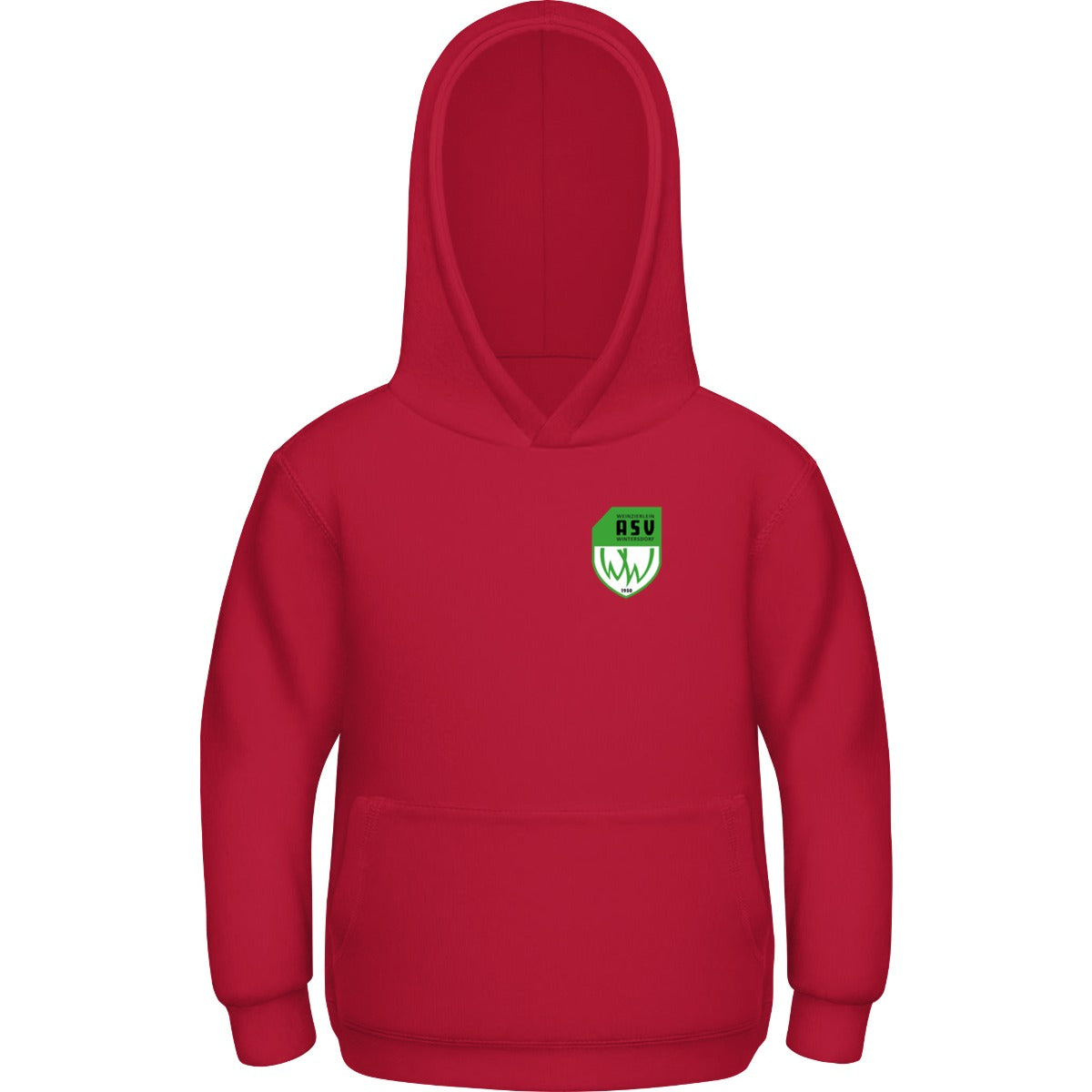 Basic Kinder Hoodie JH001K – ASV-Wappen herzseitig Fire Red Vorderseite
