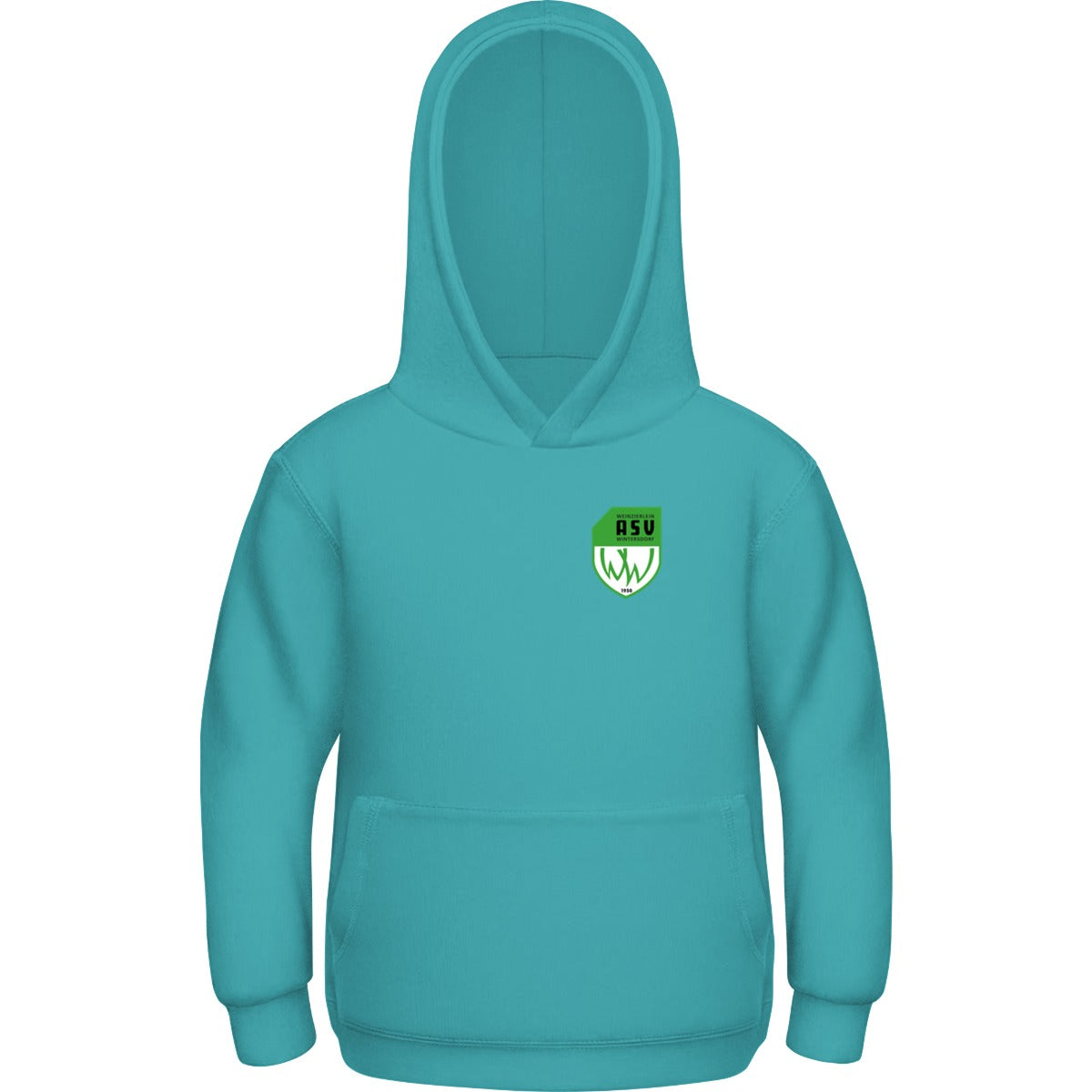 Basic Kinder Hoodie JH001K – ASV-Wappen herzseitig Hawaiian Blue Vorderseite