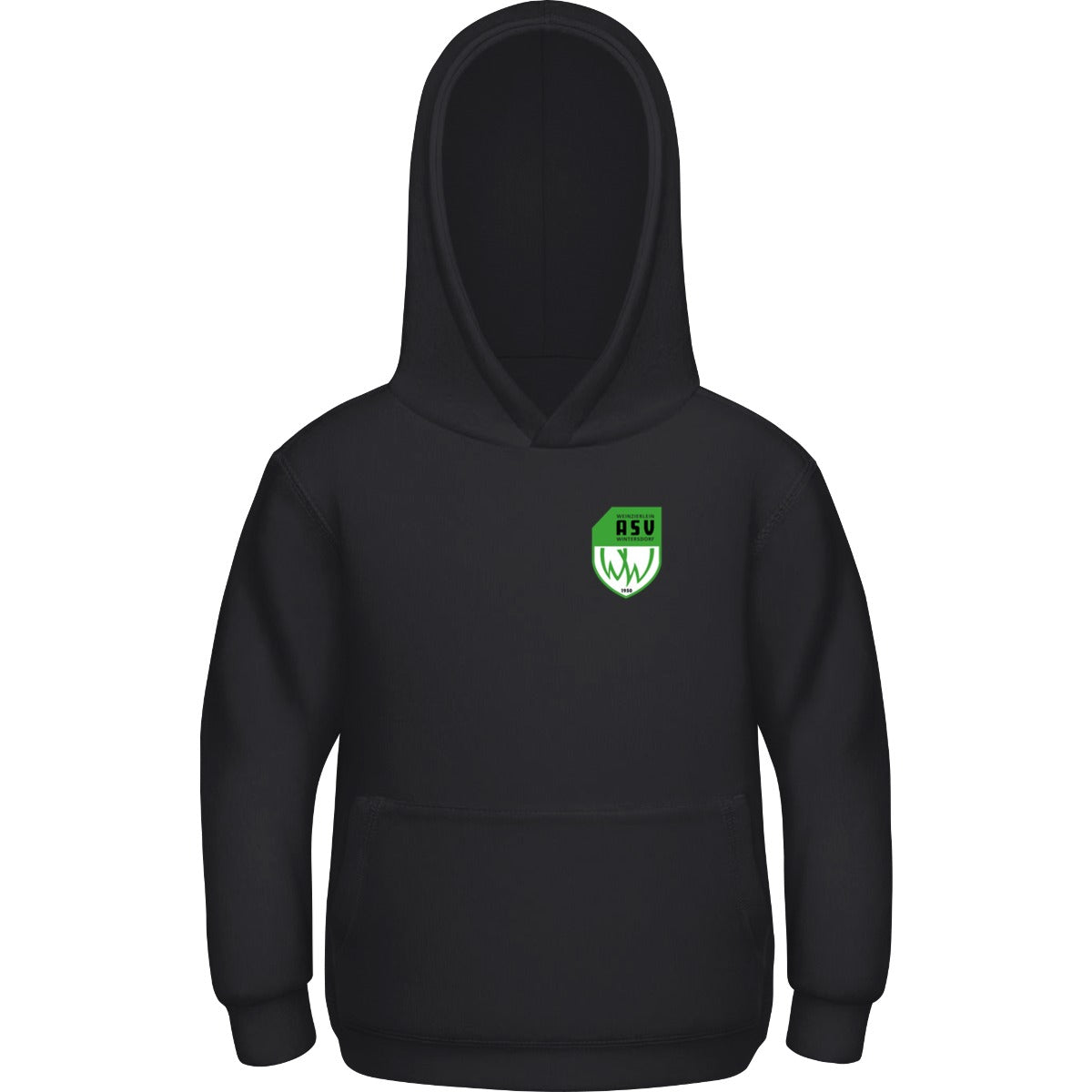 Basic Kinder Hoodie JH001K – ASV-Wappen herzseitig Jet Black Vorderseite