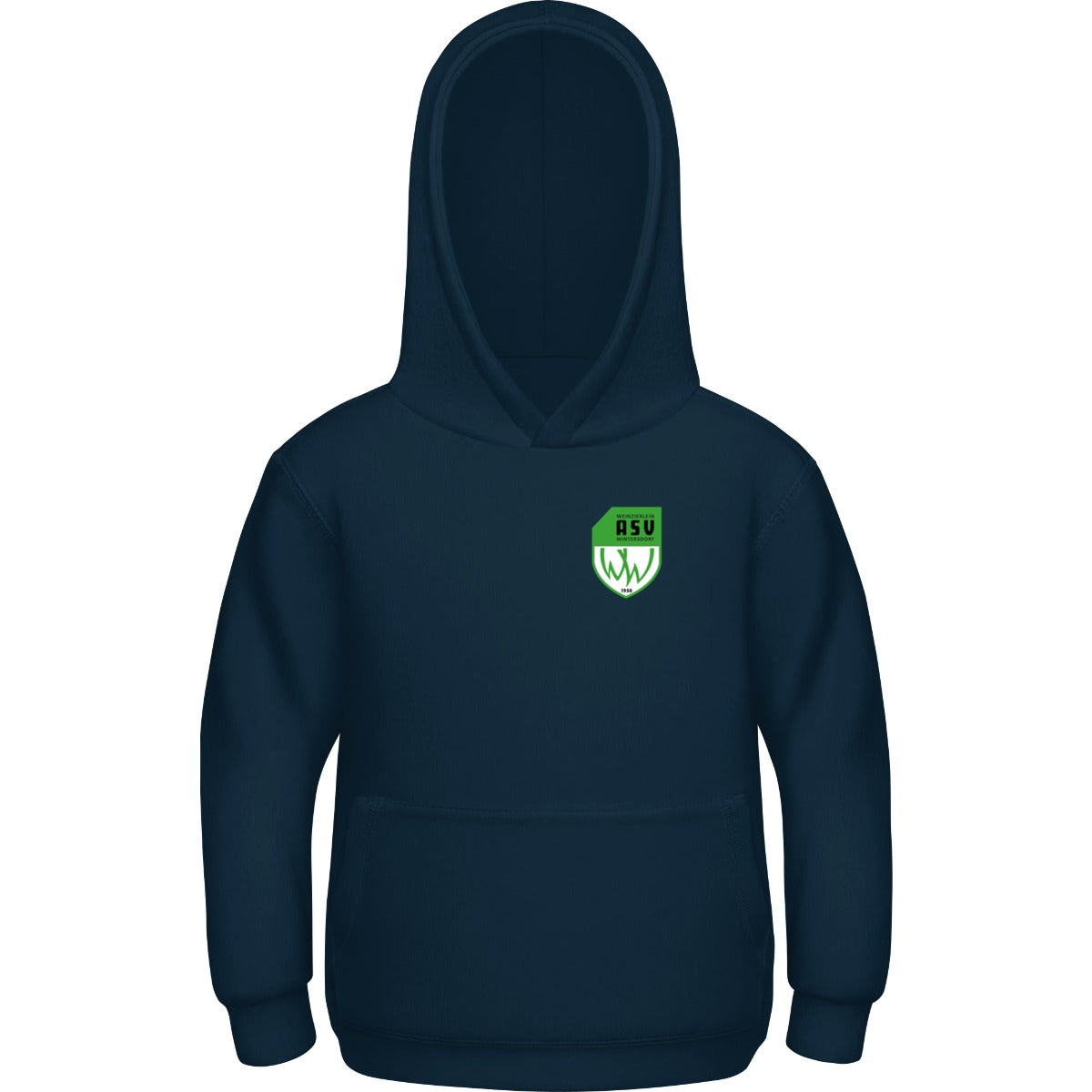 Basic Kinder Hoodie JH001K – ASV-Wappen herzseitig New French Navy Vorderseite