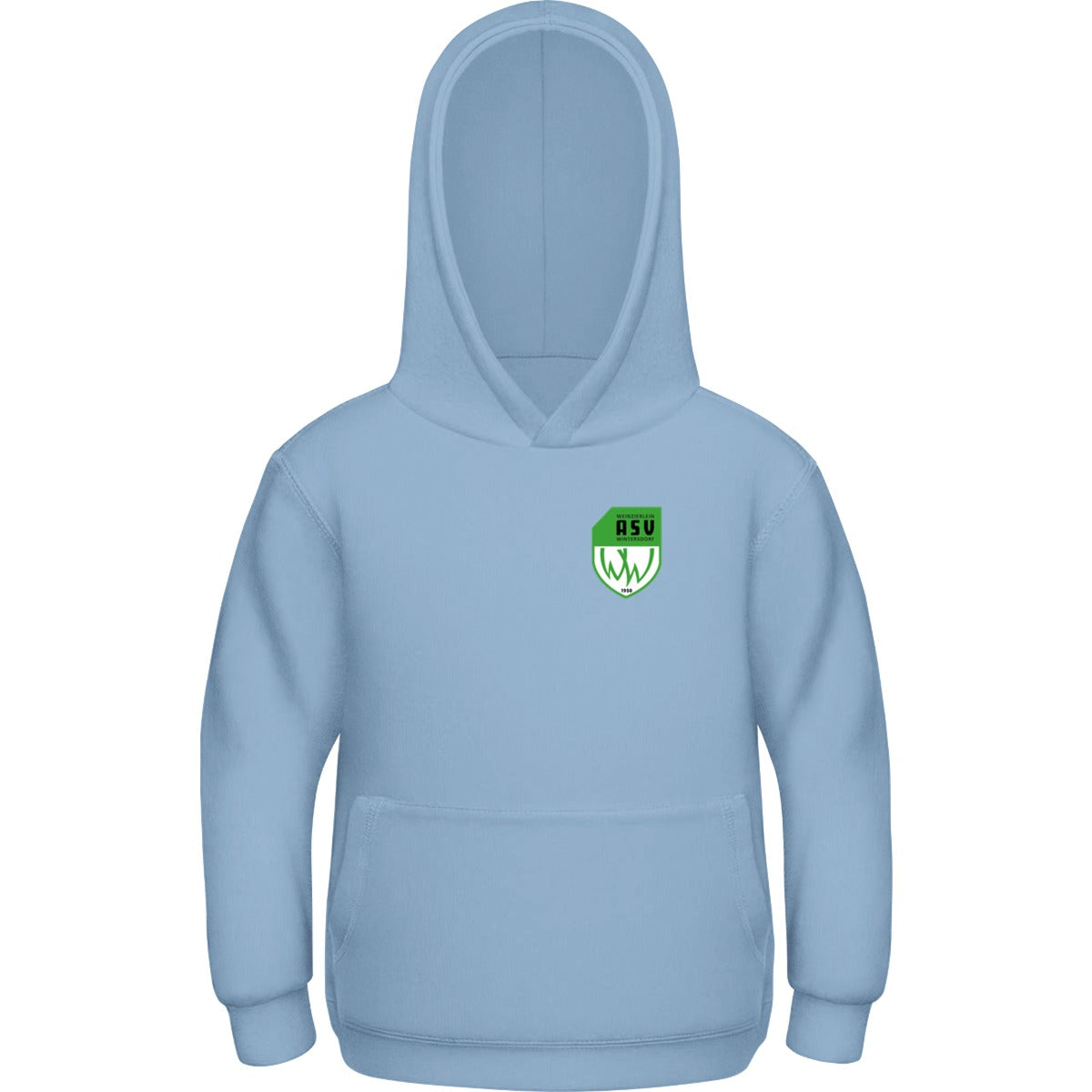 Basic Kinder Hoodie JH001K – ASV-Wappen herzseitig Sky Blue Vorderseite