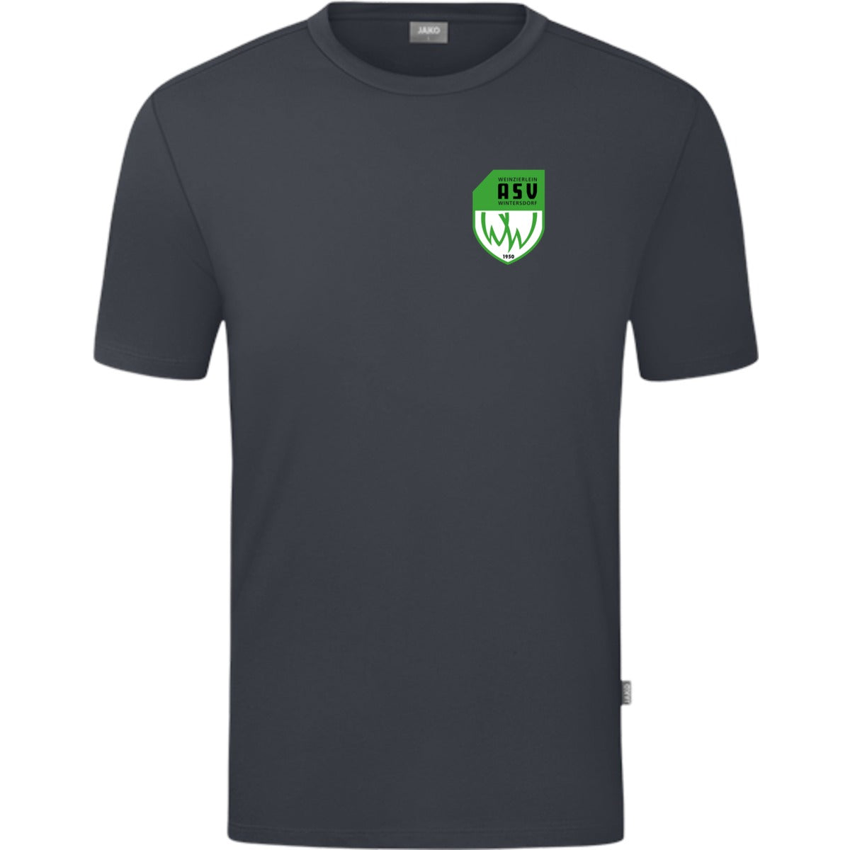 JAKO T-Shirt Organic C6120 – ASV-Wappen herzseitig Anthrazit Vorderseite