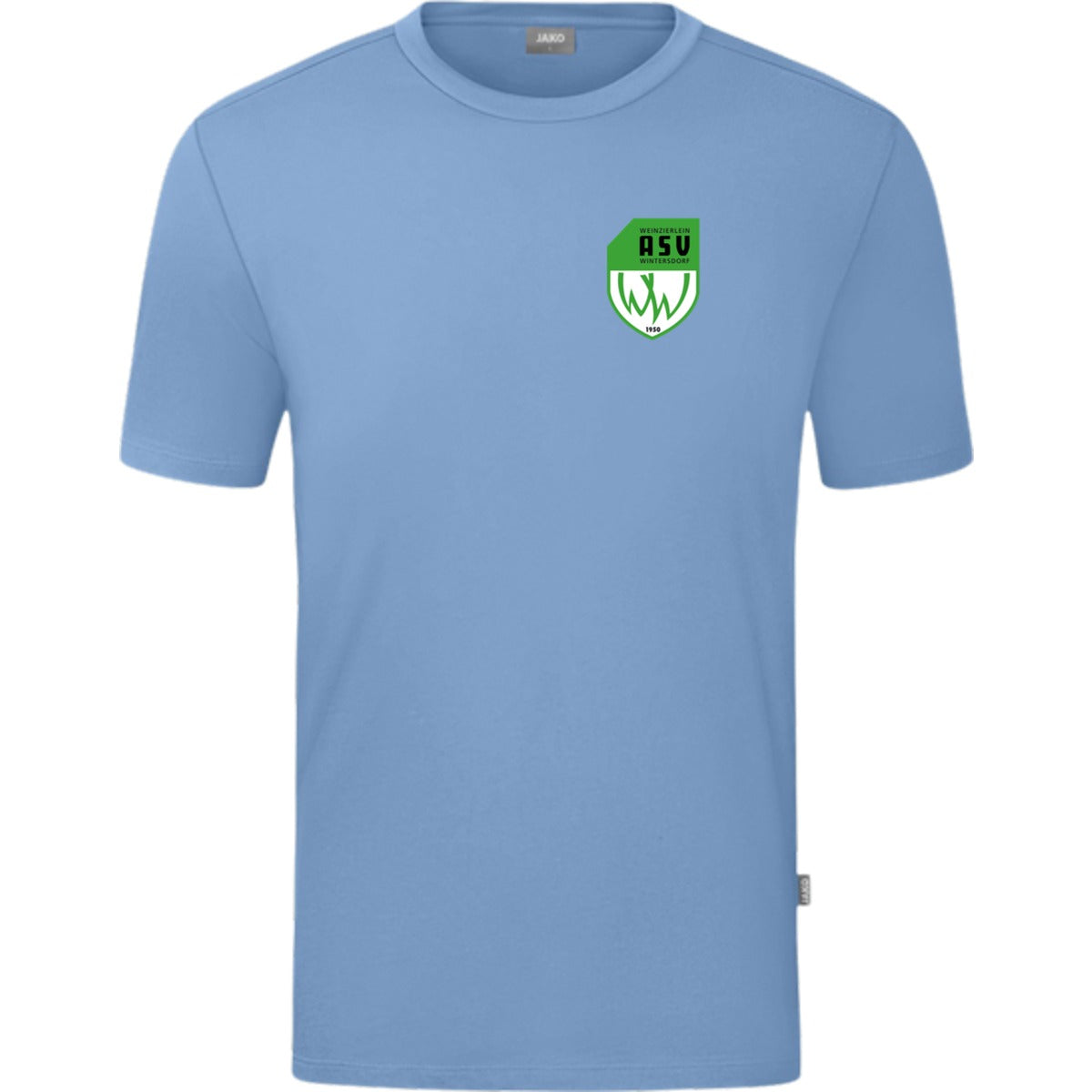 JAKO T-Shirt Organic C6120 – ASV-Wappen herzseitig Eisblau Vorderseite