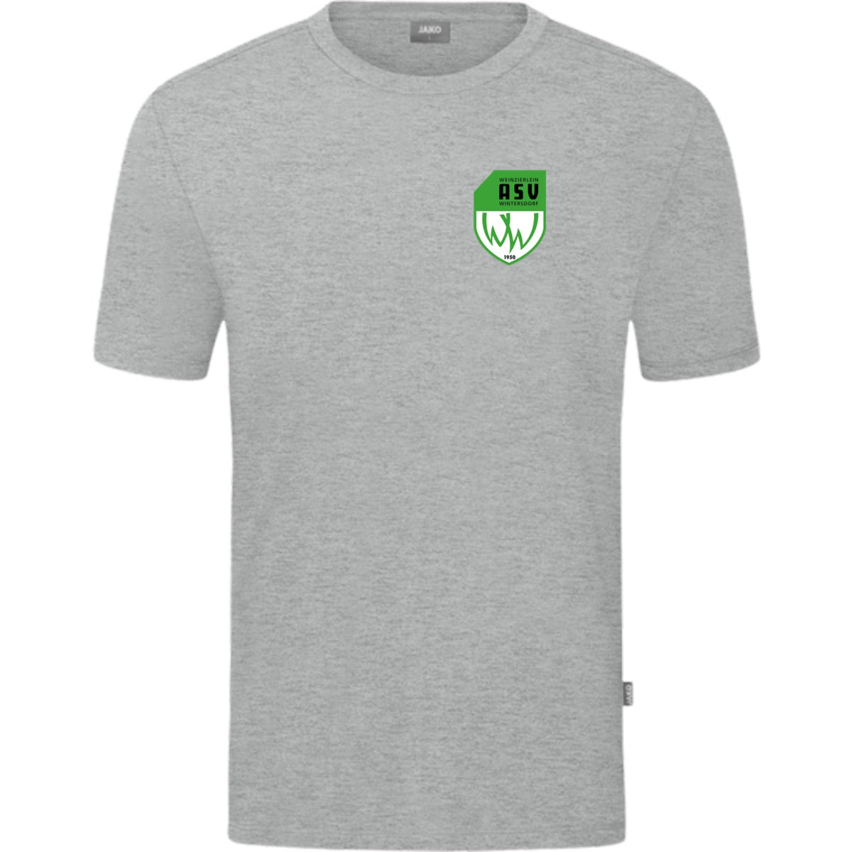 JAKO T-Shirt Organic C6120 – ASV-Wappen herzseitig Hellgrau Meliert Vorderseite