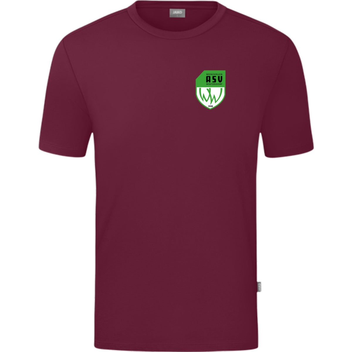 JAKO T-Shirt Organic C6120 – ASV-Wappen herzseitig Maroon Vorderseite