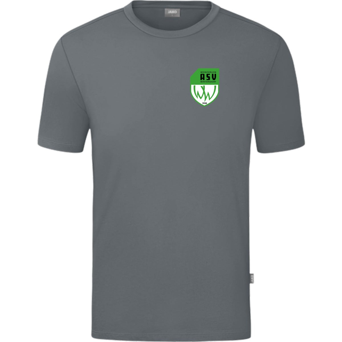 JAKO T-Shirt Organic C6120 – ASV-Wappen herzseitig Steingrau Vorderseite
