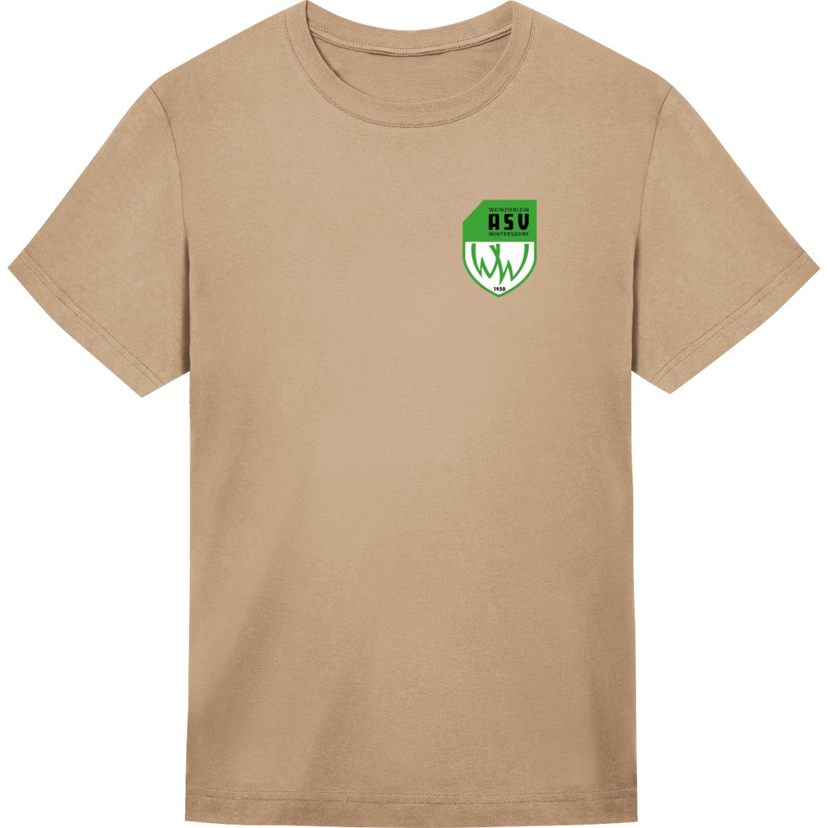 Unisex Oversize T-Shirt JT009 – ASV-Wappen herzseitig Desert Sand Vorderseite