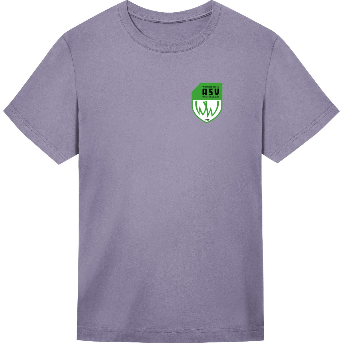 Unisex Oversize T-Shirt JT009 – ASV-Wappen herzseitig Dusty Lilac Vorderseite