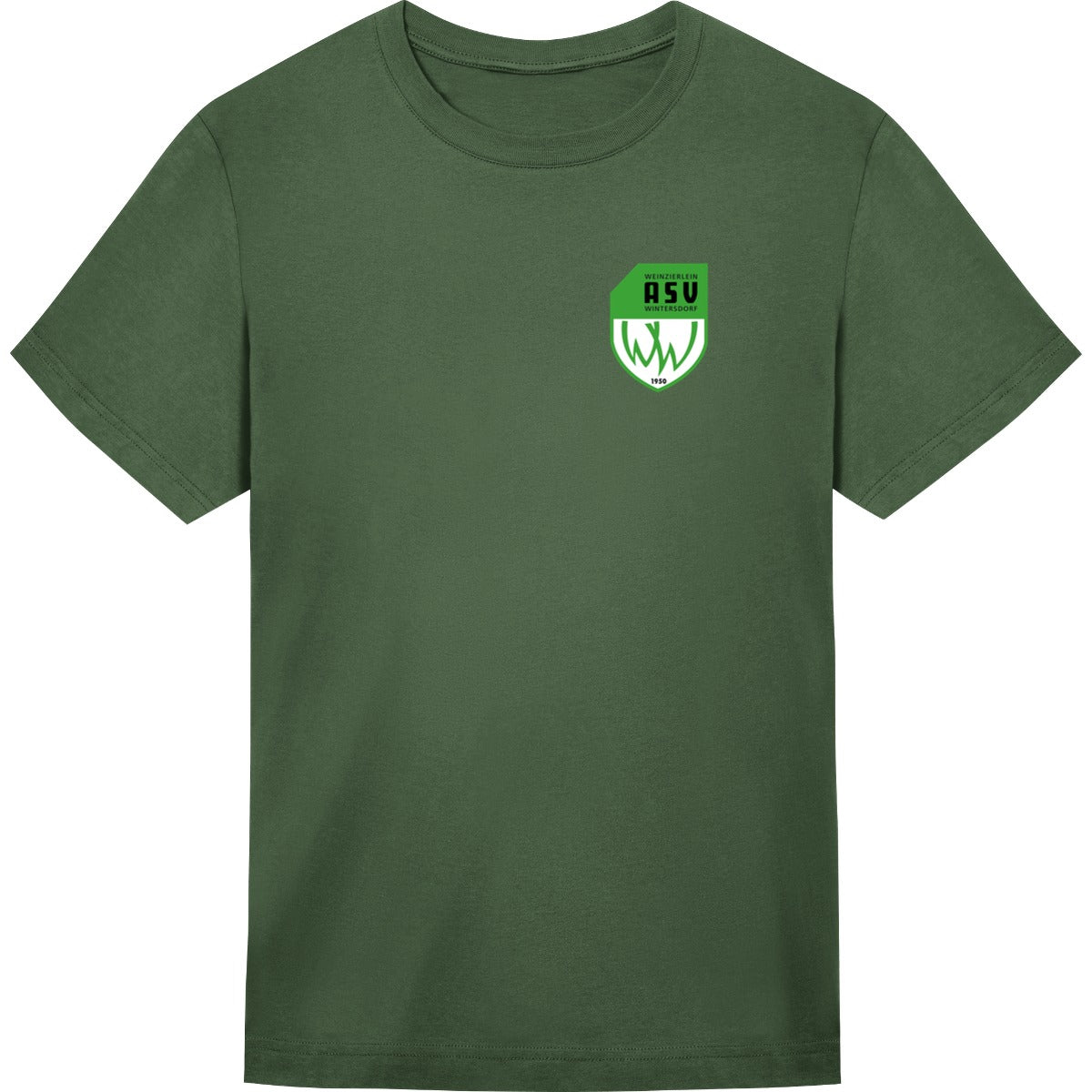 Unisex Oversize T-Shirt JT009 – ASV-Wappen herzseitig Earthy Green Vorderseite