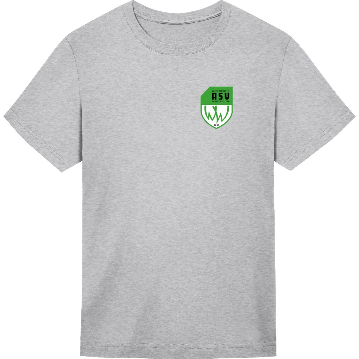 Unisex Oversize T-Shirt JT009 – ASV-Wappen herzseitig Heather Grey Vorderseite
