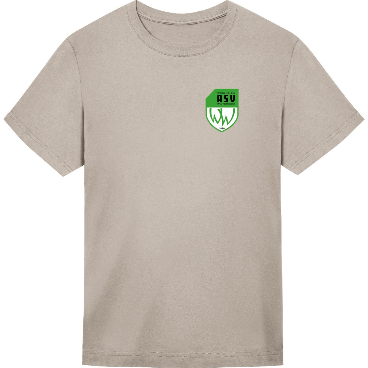 Unisex Oversize T-Shirt JT009 – ASV-Wappen herzseitig Natural Stone Vorderseite
