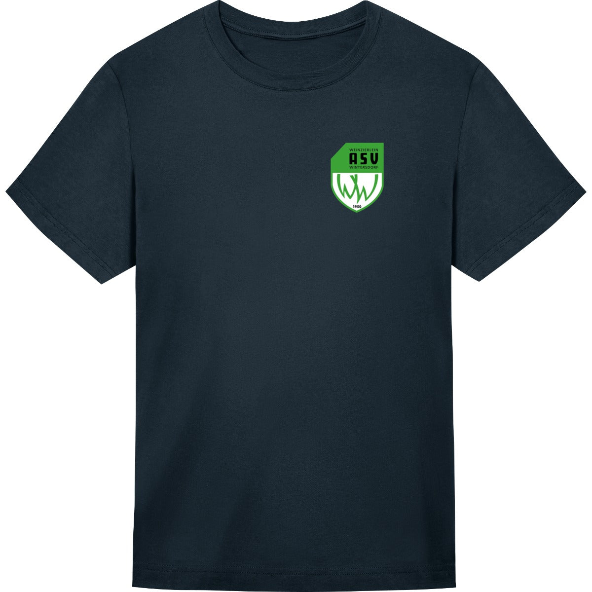 Unisex Oversize T-Shirt JT009 – ASV-Wappen herzseitig New French Navy Vorderseite