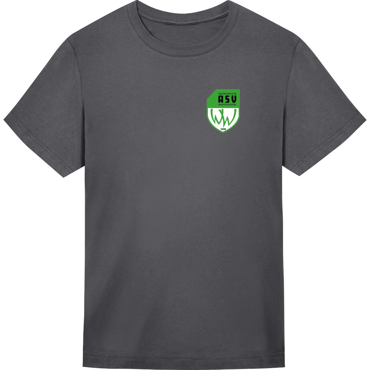 Unisex Oversize T-Shirt JT009 – ASV-Wappen herzseitig Shark Grey Vorderseite