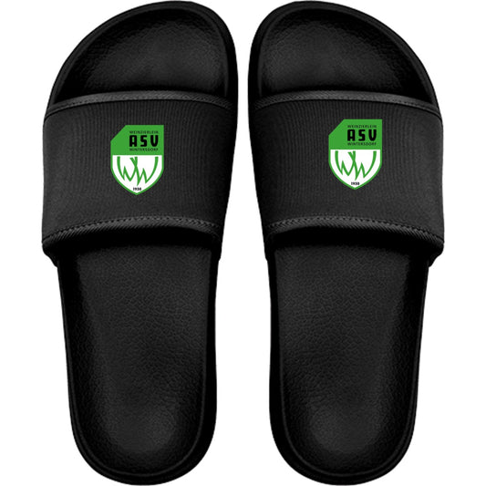 Badelatsche Cool Sliders JC092 – ASV-Wappen mittig groß Jet Black Vorderseite