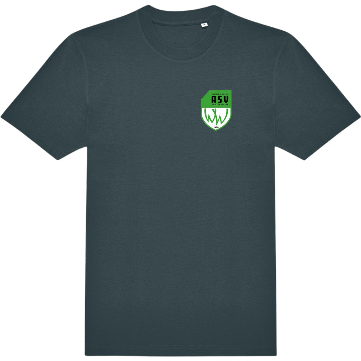 Modernes Unisex T-Shirt #E220 TG002 – ASV-Wappen herzseitig Amalfi Teal Vorderseite