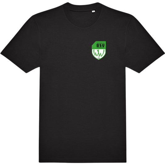 Modernes Unisex T-Shirt #E220 TG002 – ASV-Wappen herzseitig Black Vorderseite