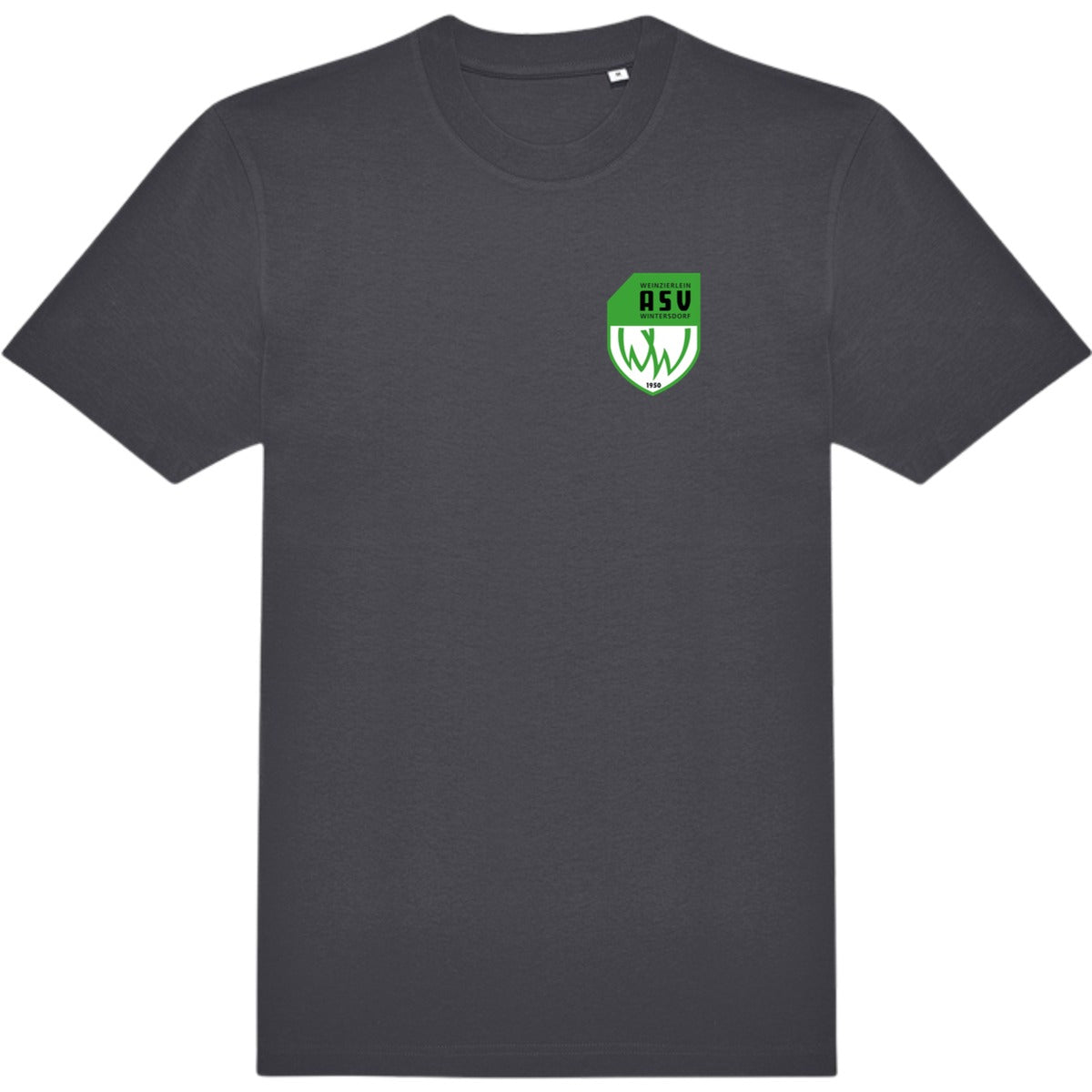 Modernes Unisex T-Shirt #E220 TG002 – ASV-Wappen herzseitig Dark Grey (Solid) Vorderseite