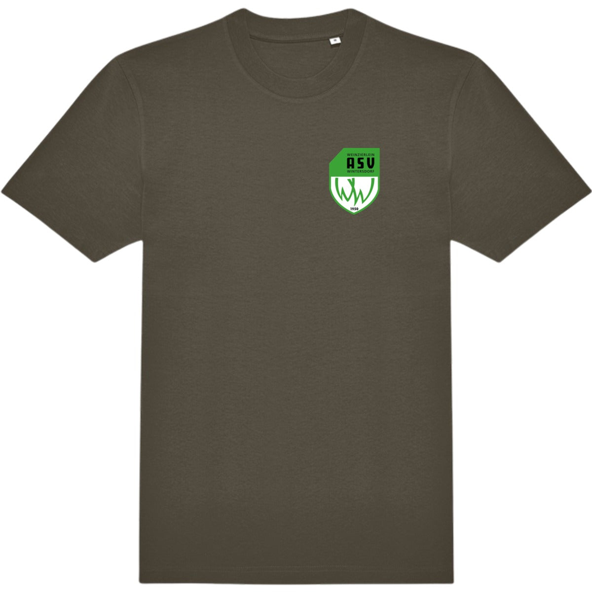 Modernes Unisex T-Shirt #E220 TG002 – ASV-Wappen herzseitig Khaki Vorderseite