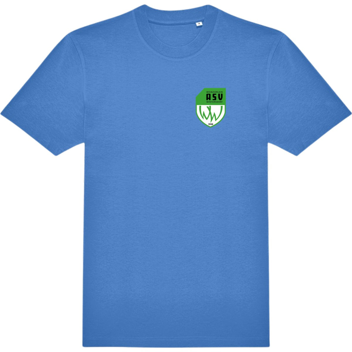 Modernes Unisex T-Shirt #E220 TG002 – ASV-Wappen herzseitig Lake Blue Vorderseite
