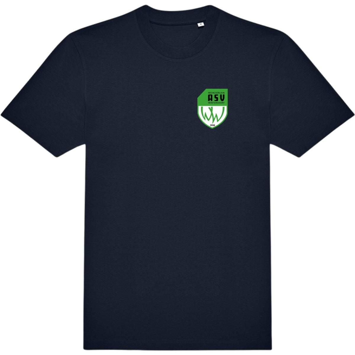 Modernes Unisex T-Shirt #E220 TG002 – ASV-Wappen herzseitig Navy Vorderseite