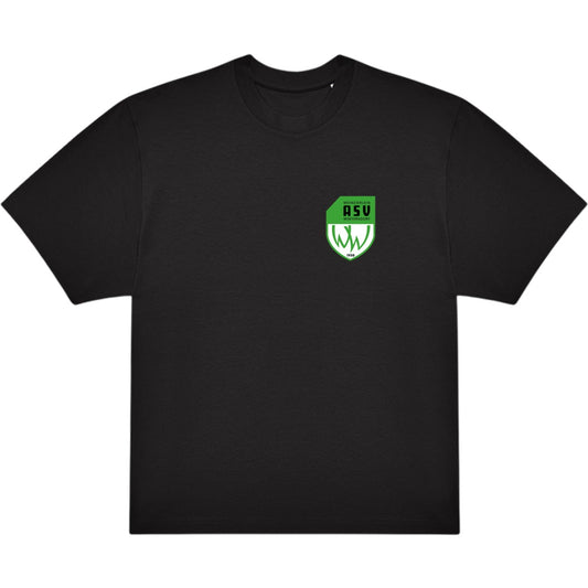 Schweres Oversize T-Shirt Unisex #E220 TG001 – ASV-Wappen herzseitig Black Vorderseite