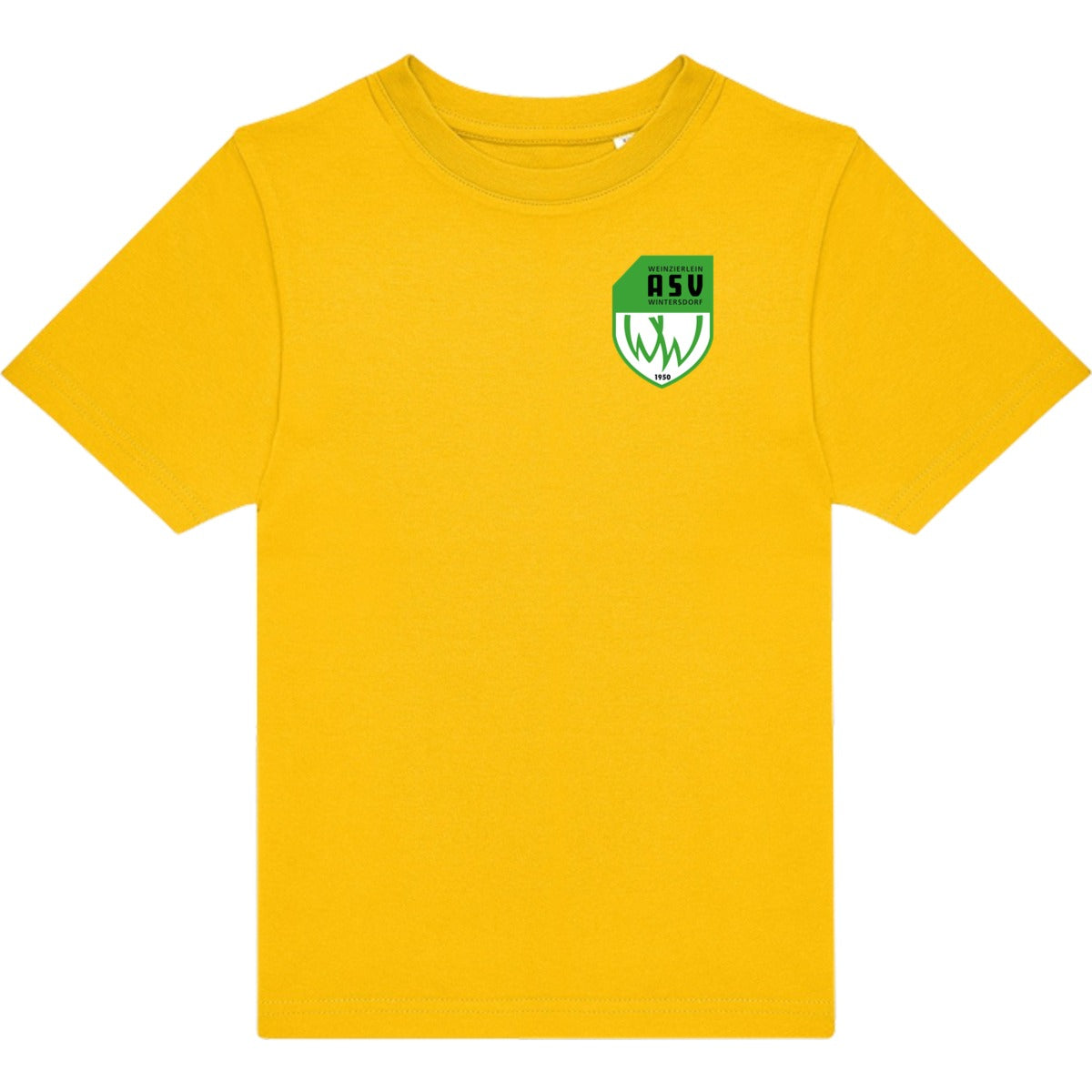 T-Shirt für Kinder TK002 #E190 – ASV-Wappen herzseitig Gold Vorderseite