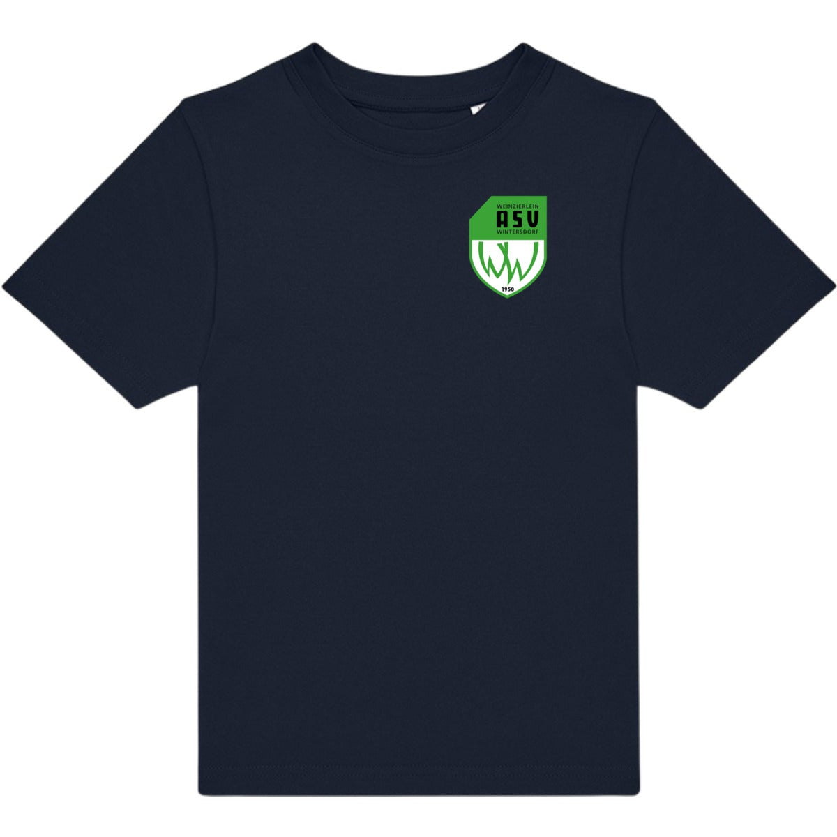 T-Shirt für Kinder TK002 #E190 – ASV-Wappen herzseitig Navy Vorderseite
