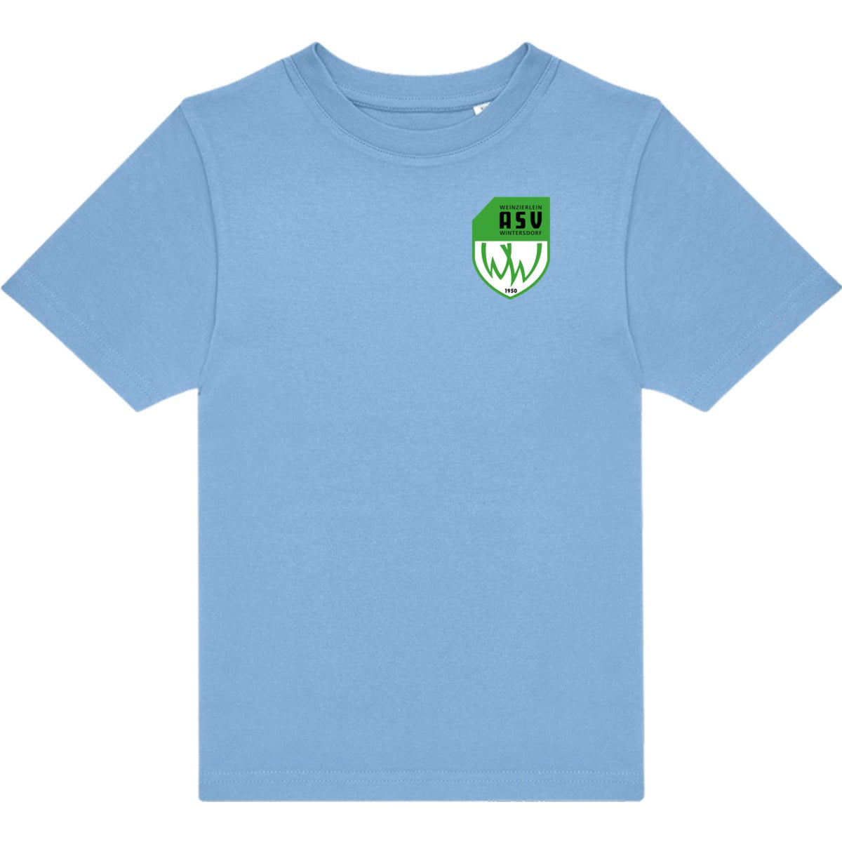 T-Shirt für Kinder TK002 #E190 – ASV-Wappen herzseitig Sky Blue Vorderseite