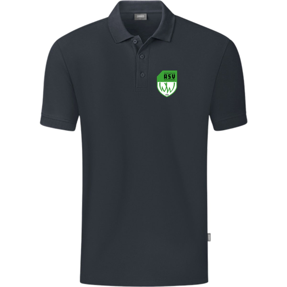 JAKO Polo Organic C6320 – ASV-Wappen herzseitig Anthrazit Vorderseite