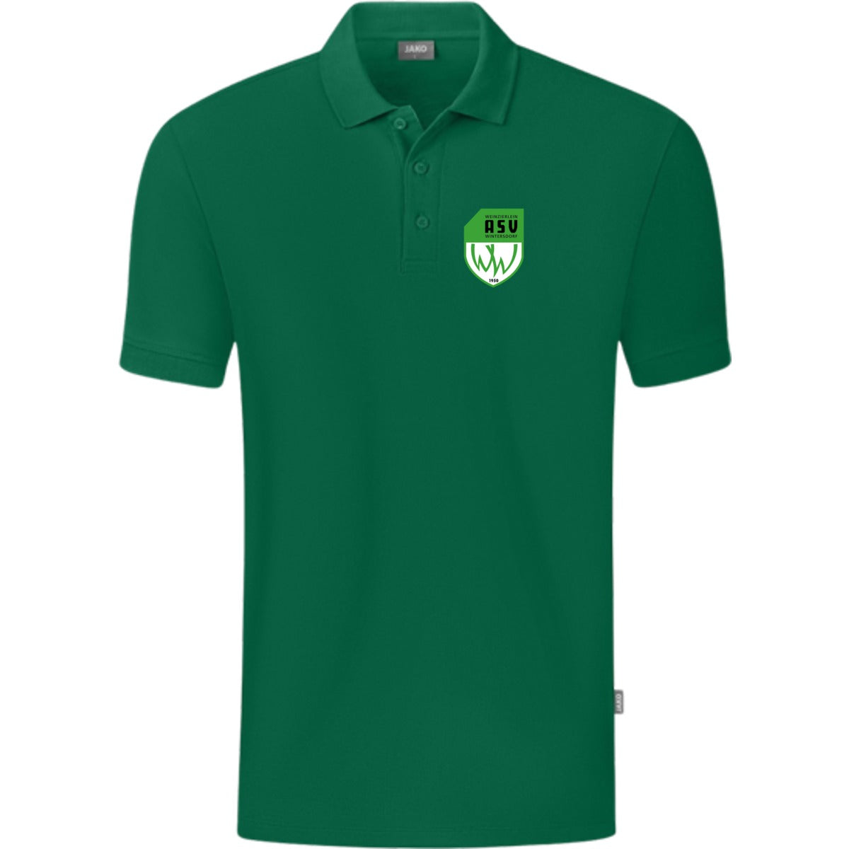JAKO Polo Organic C6320 – ASV-Wappen herzseitig Grün Vorderseite