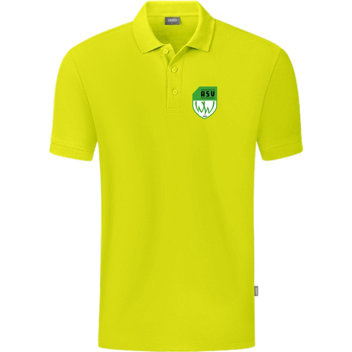 JAKO Polo Organic C6320 – ASV-Wappen herzseitig Lime Vorderseite