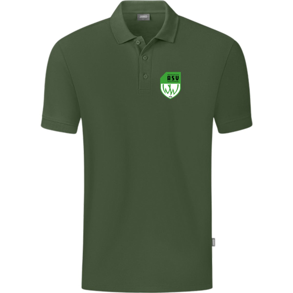 JAKO Polo Organic C6320 – ASV-Wappen herzseitig Oliv Vorderseite